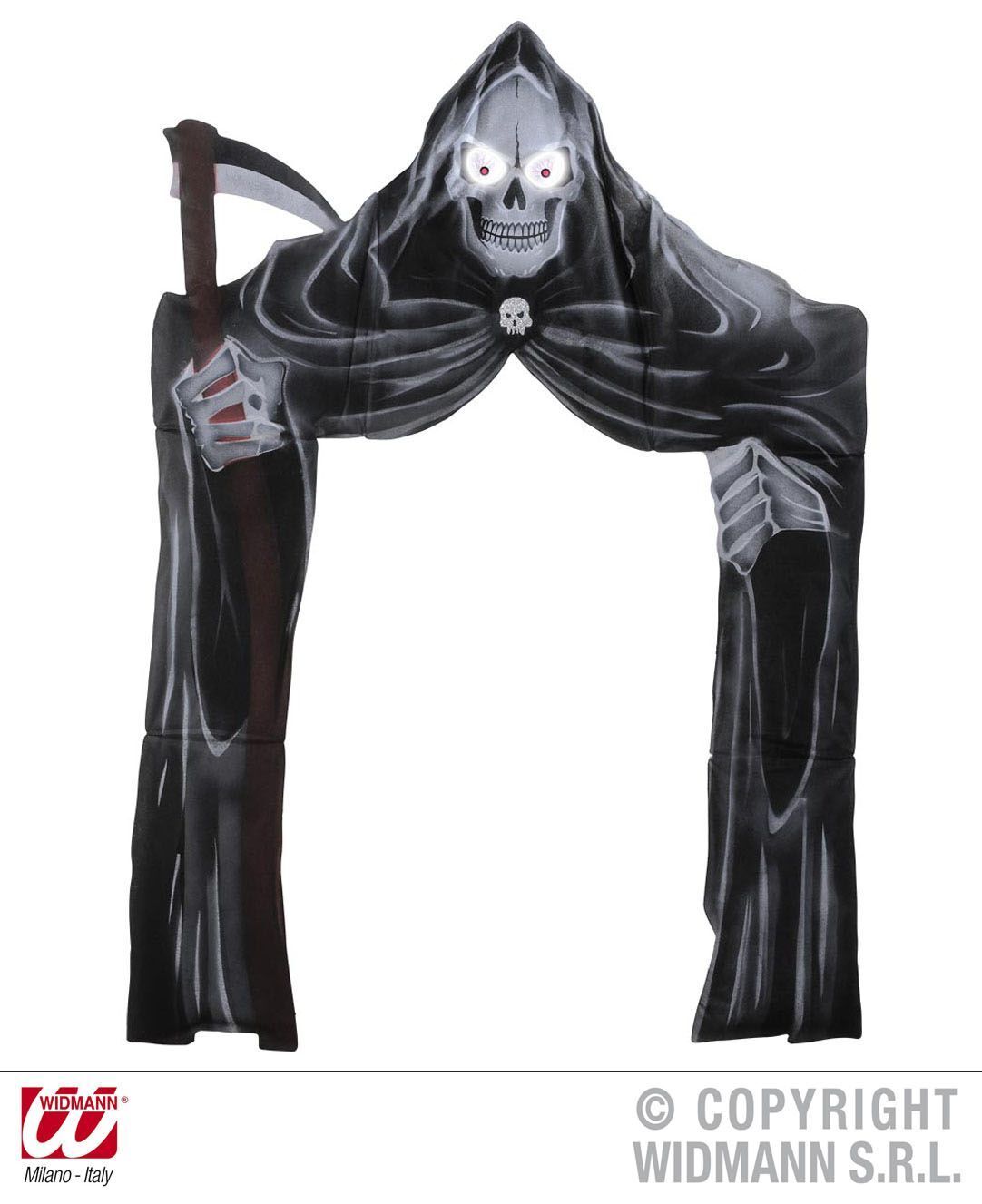 deurdecoratie grimreaper met lichtgevende ogen 208x147cm