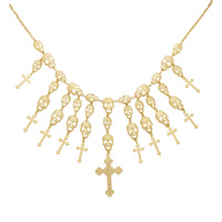 Gothic halsketting goud met schedels en kruizen Gothic halsketting goud met schedels en kruizen