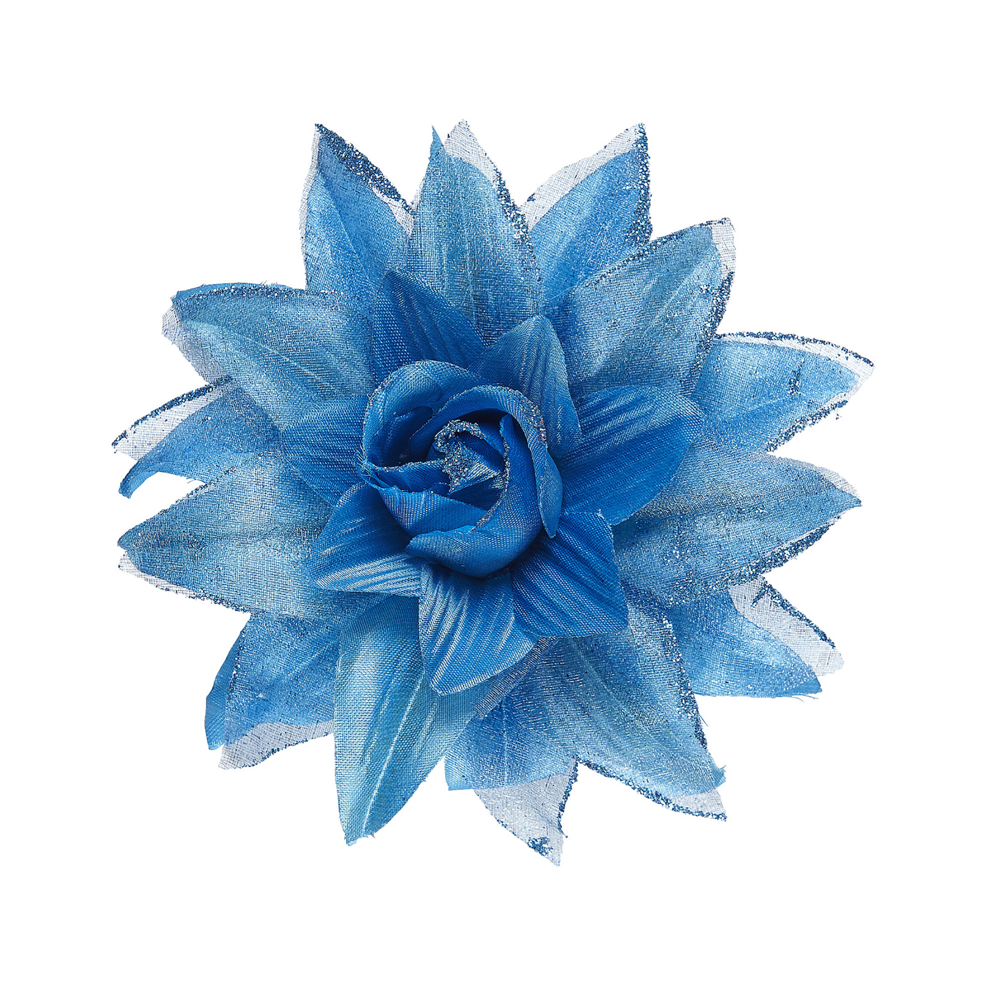 haarclip bloem met glitter, azuurblauw