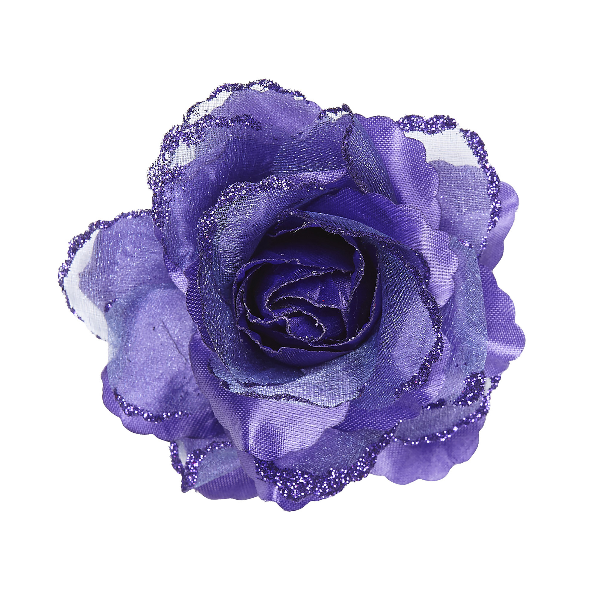 haarclip paarse roos met glitter