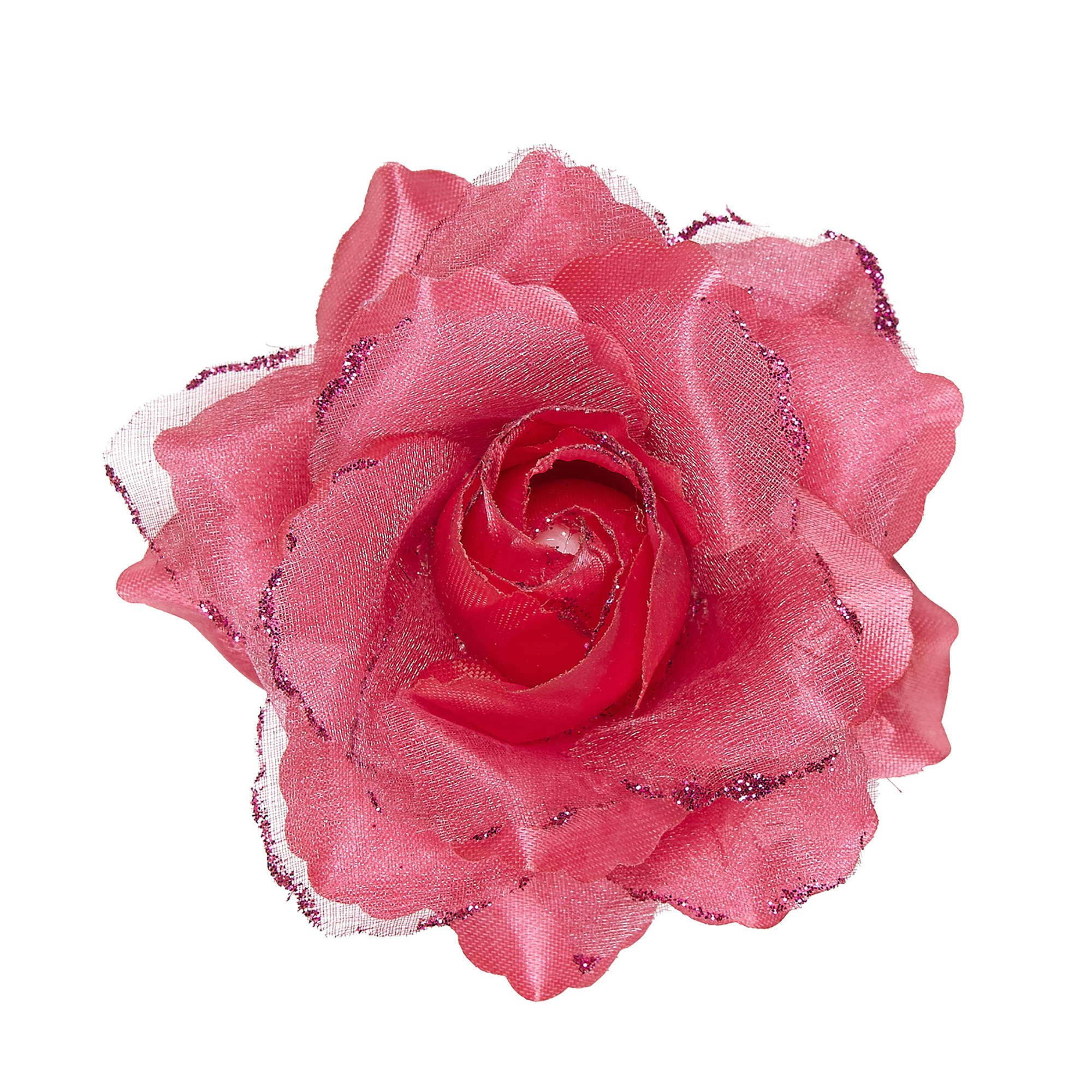 haarclip rose roos met glitter
