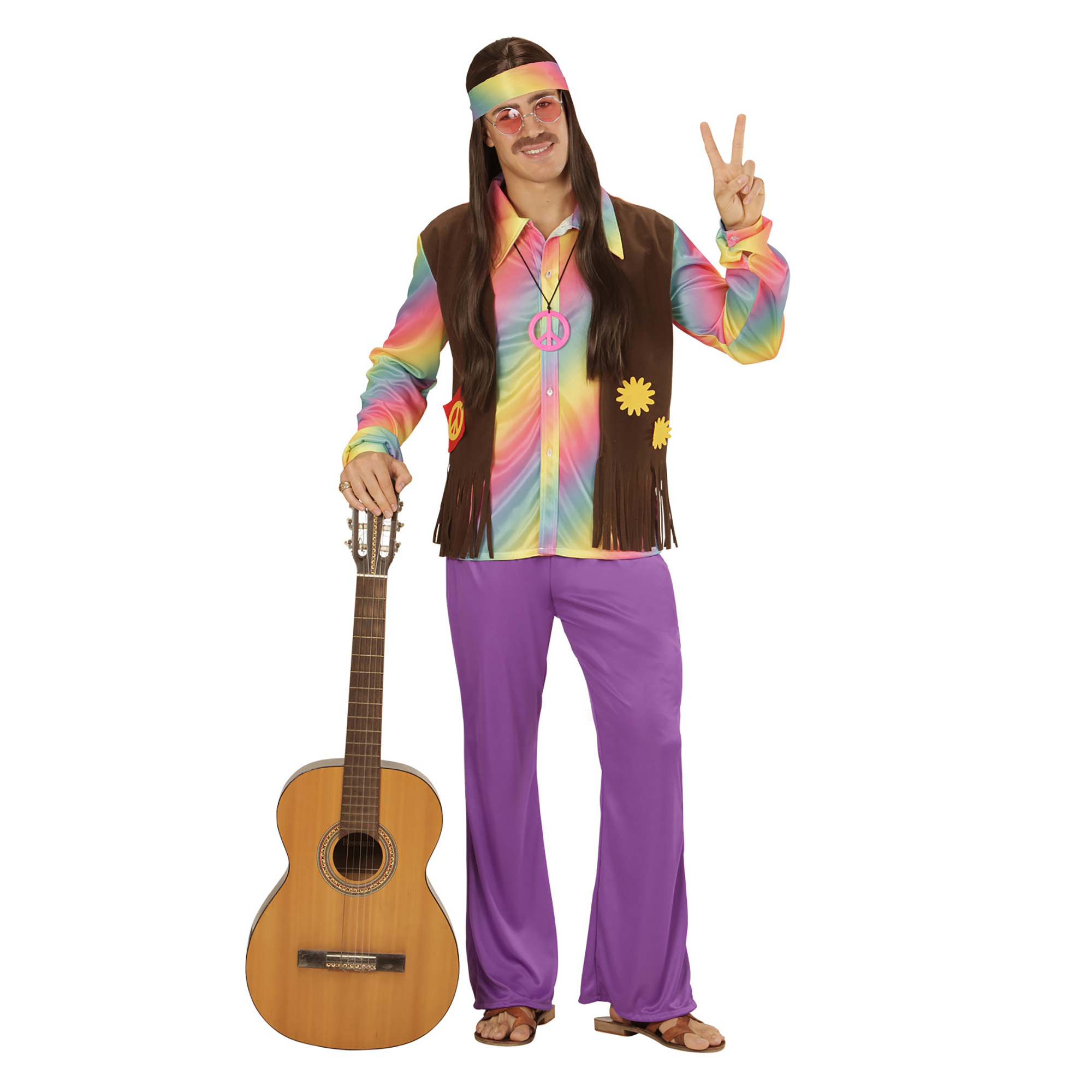 Hippie man flower power seventies kostuum
