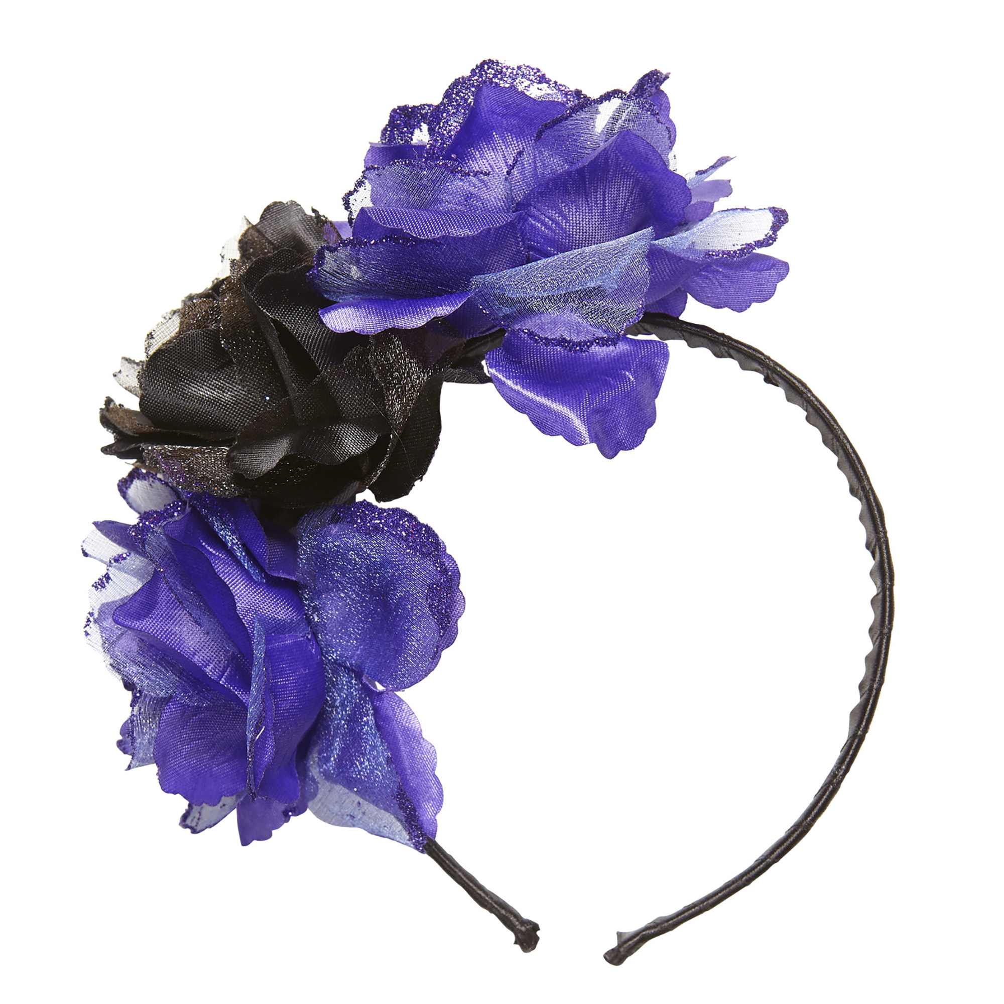 hoofdband paars zwarte roos met glitter