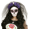 foto 2 hoofdband paarse roos met schedel en sluier