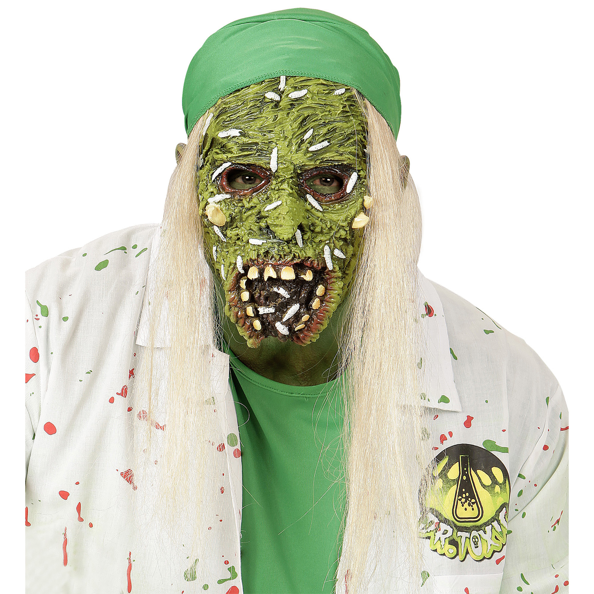 masker giftige groene zombie met wit haar