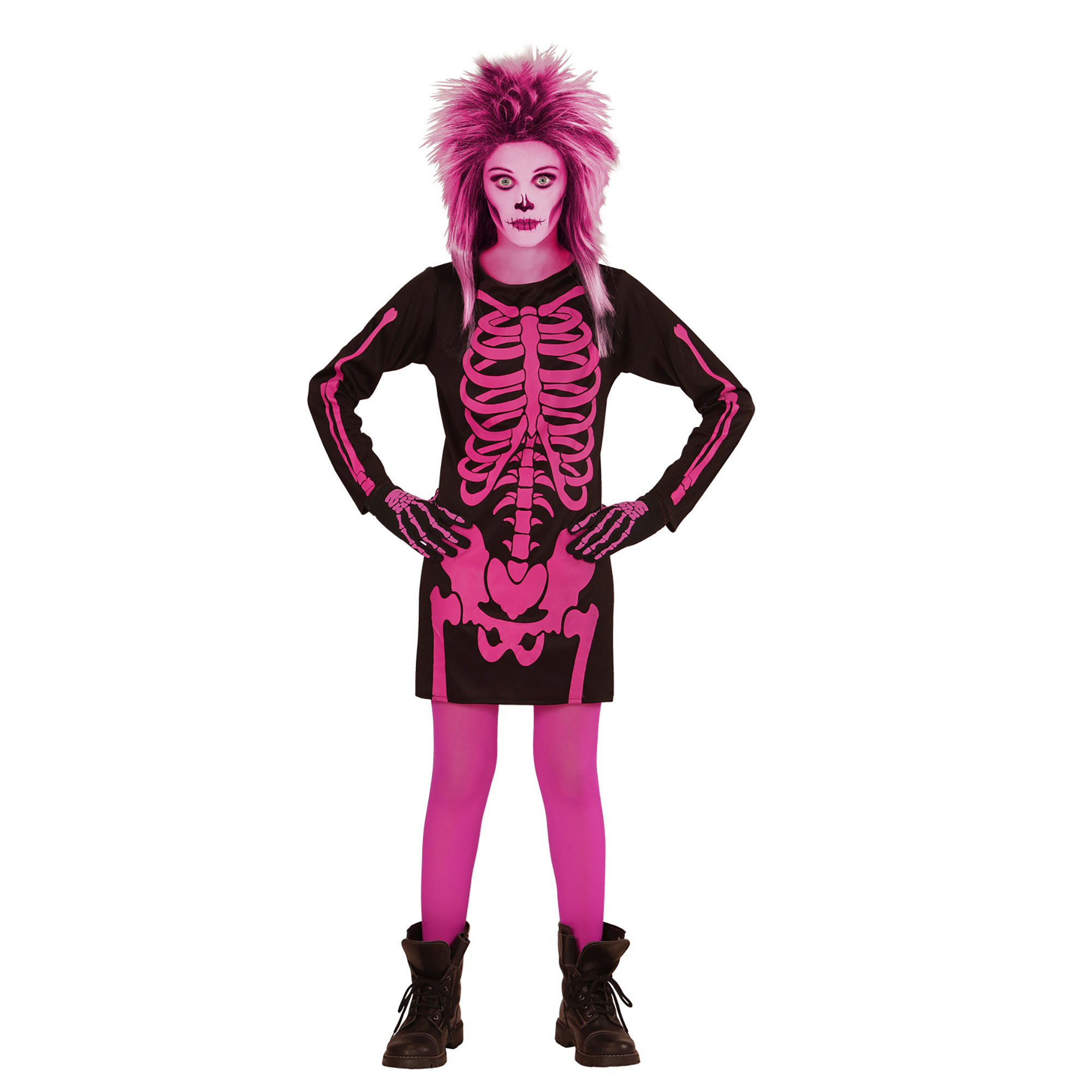 meisje Skeletten jurk botten roze 