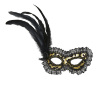 foto 1 oogmasker,zwart met goud met stof en veren