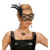 foto 2 oogmasker,zwart met goud met stof en veren