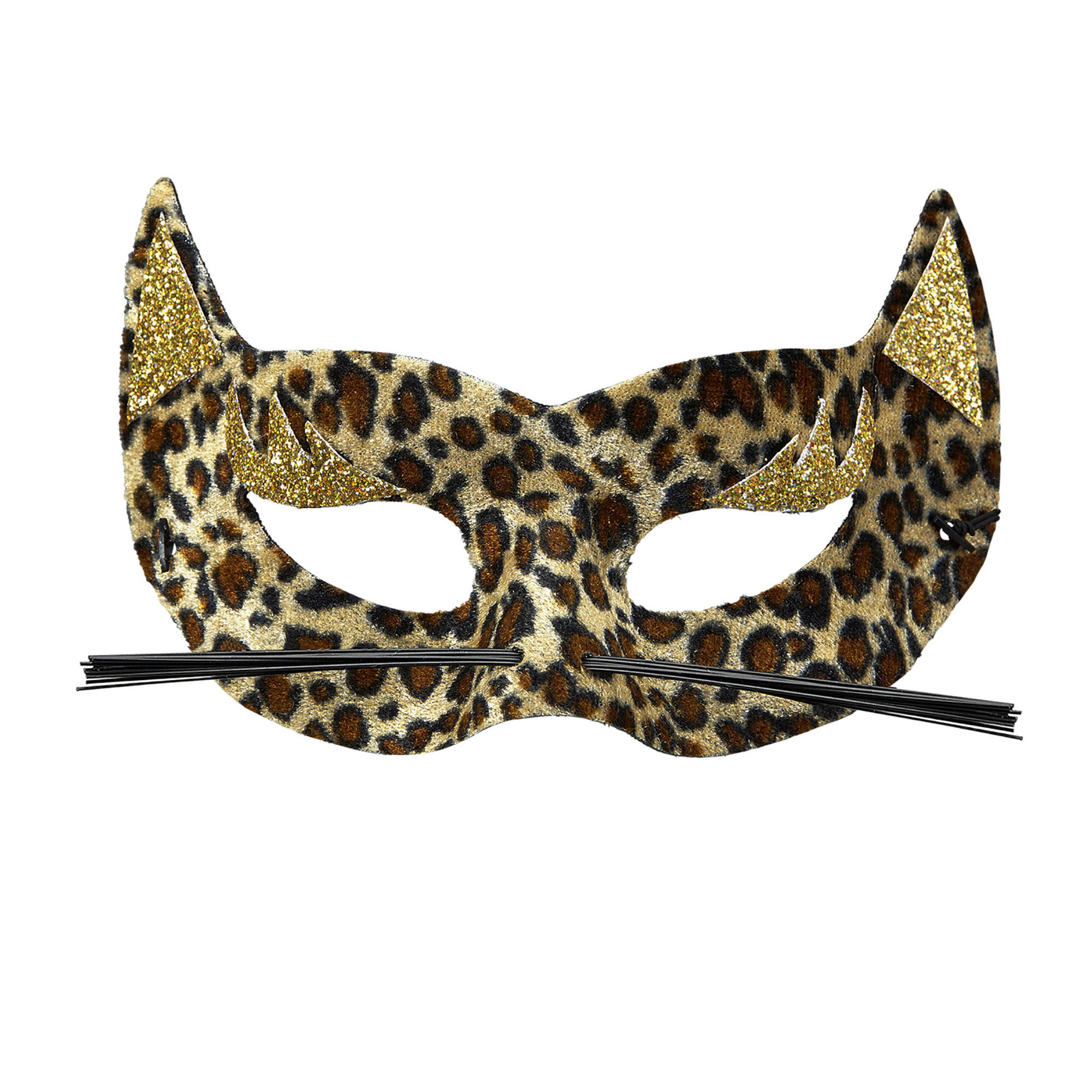 oogmasker fluweel luipaard met gouden glitters