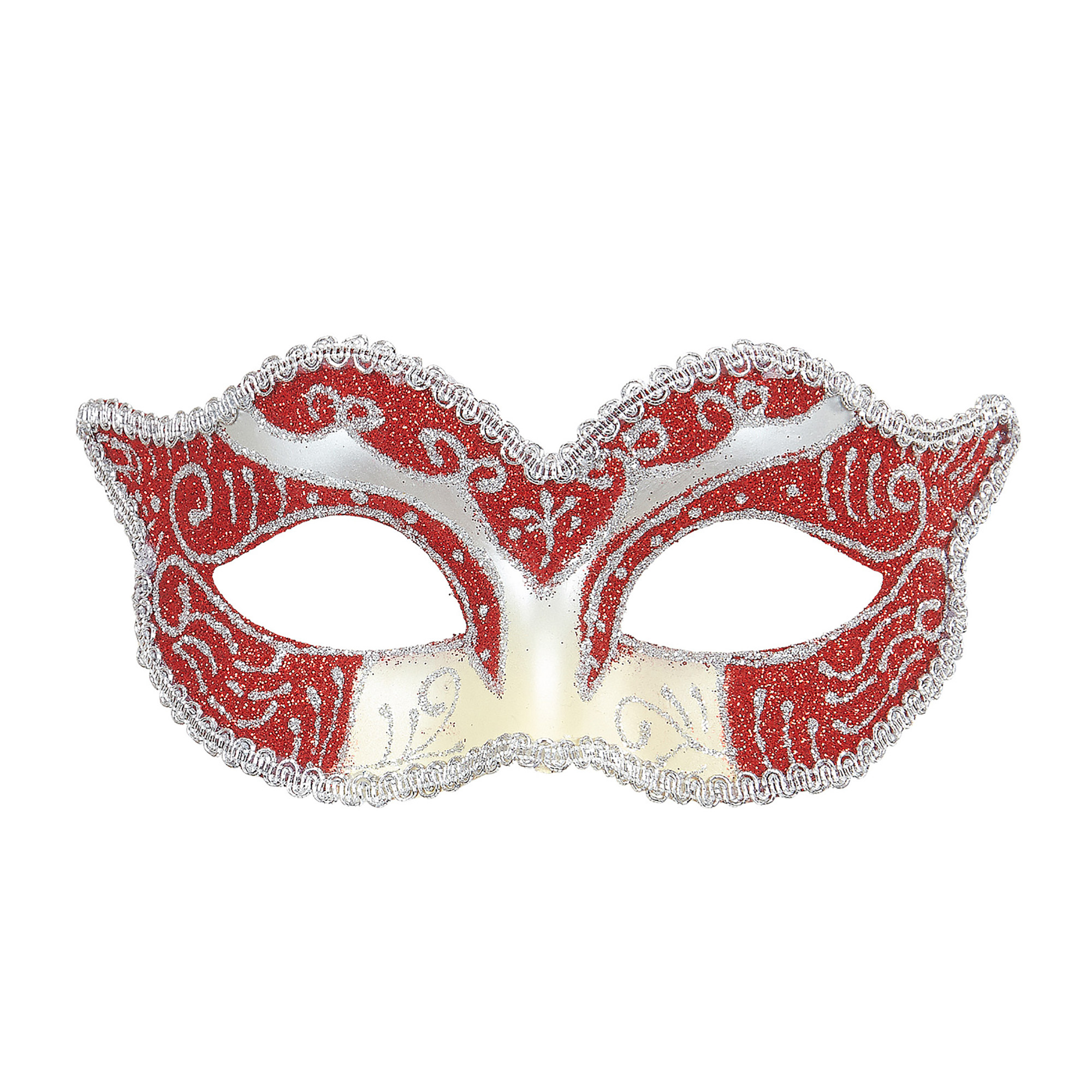 oogmasker hertogin, rood met zilver glitter