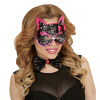 foto 2 oogmasker kat met strikje zwart met rose