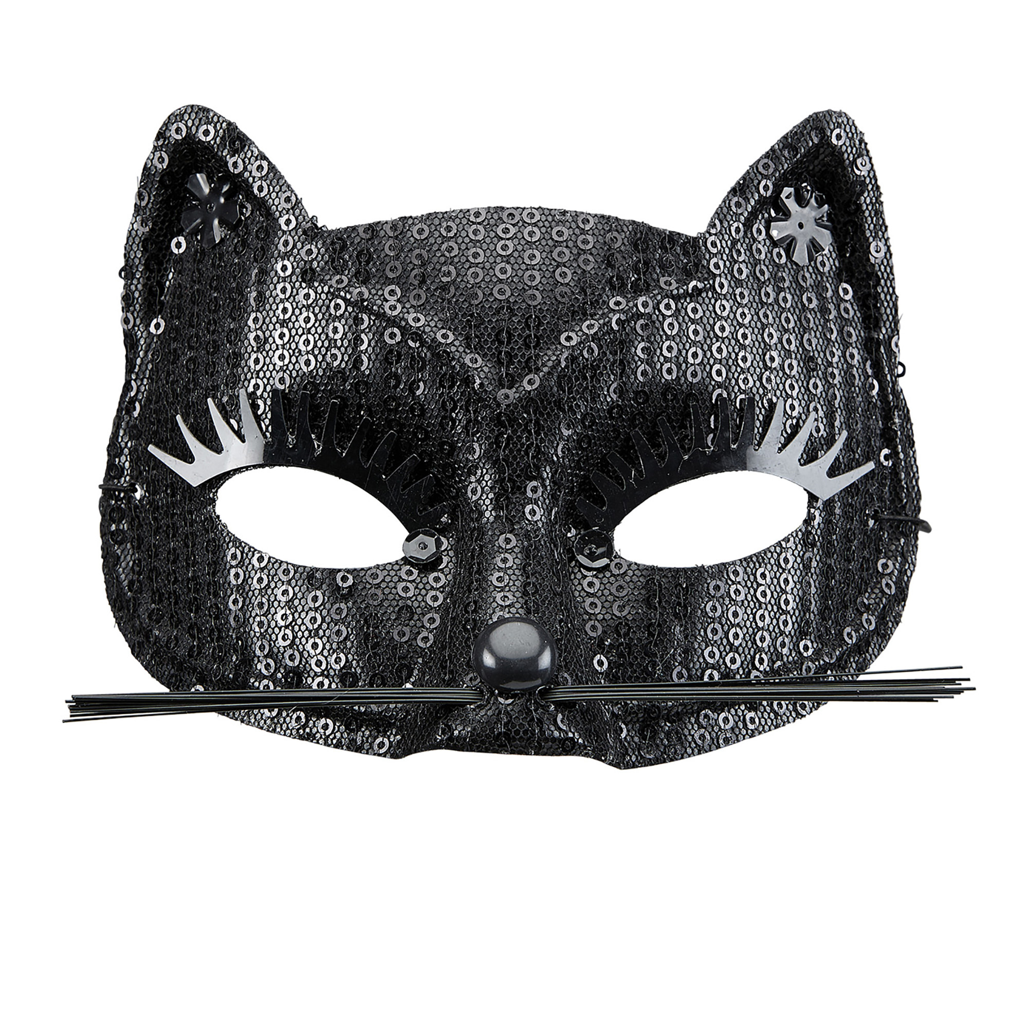 oogmasker kat met zwarte pareltjes