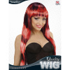 foto 2 Pruik fashion streaks zwart en rood lang haar