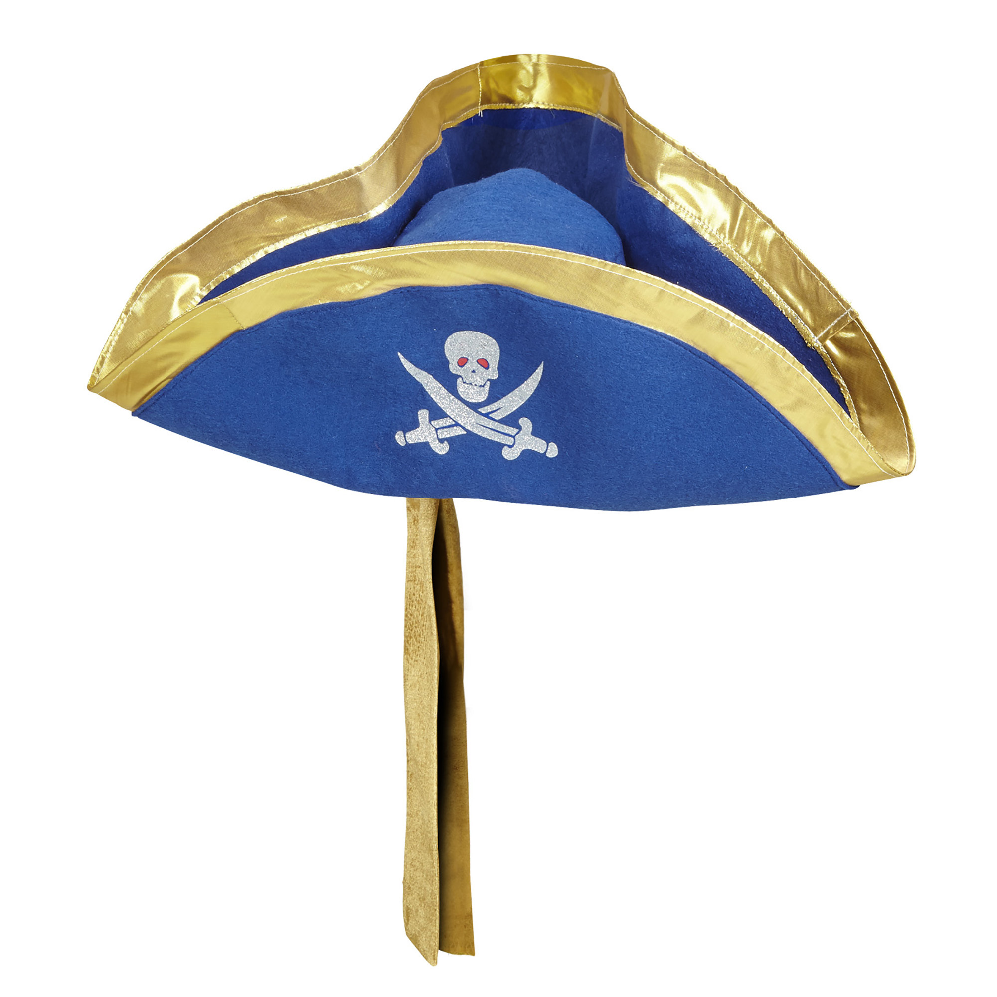 tricorn hoed met hoofdband, blauw piraten hoed