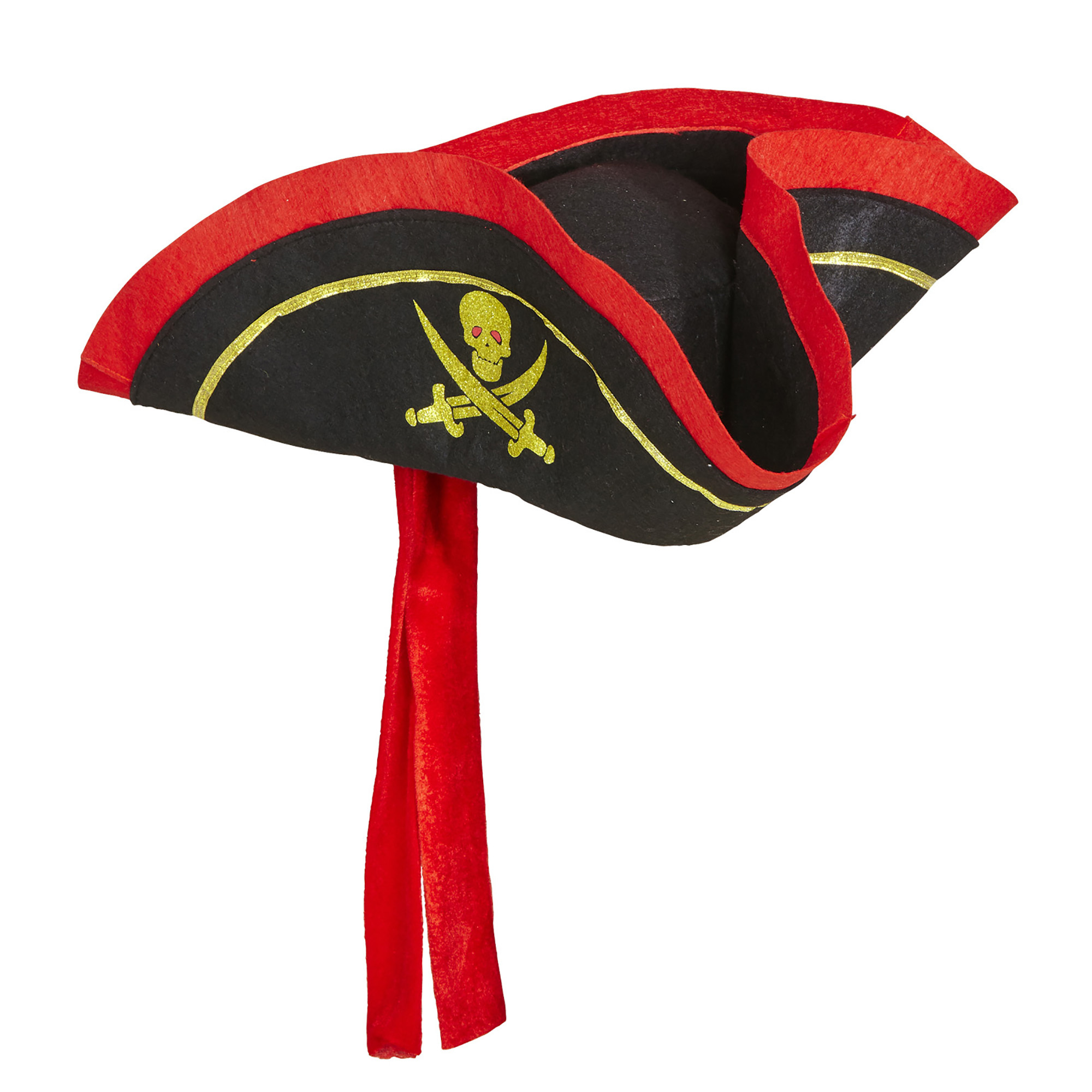 tricorn hoed met hoofdband, zwart piraten hoed