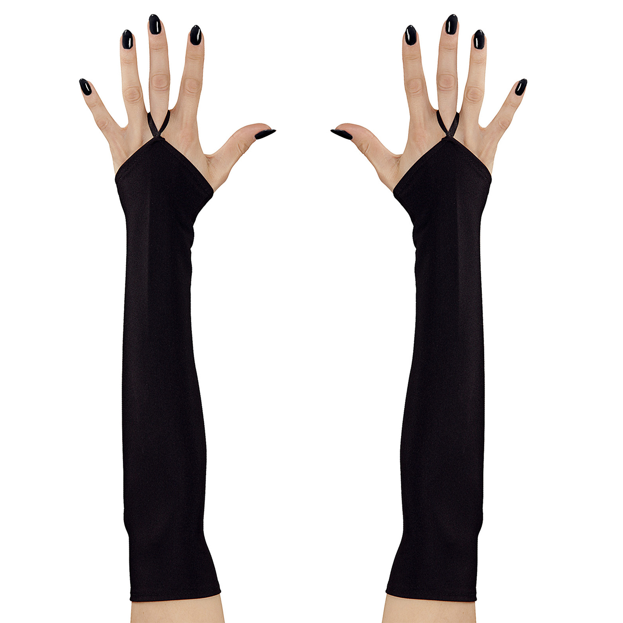 vingerloze handschoenen satijn, zwart