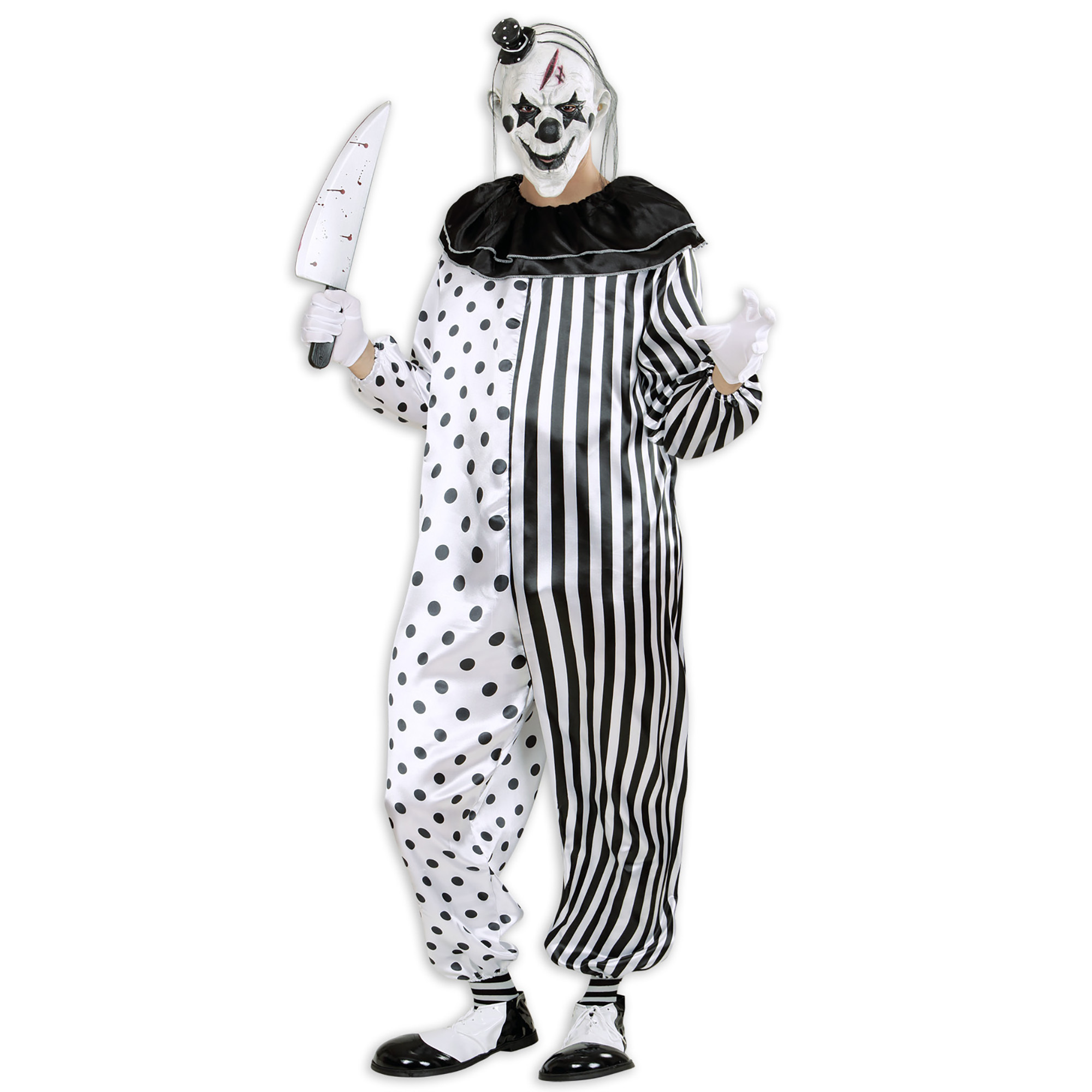 killer clown pierrot zwart wit outfit