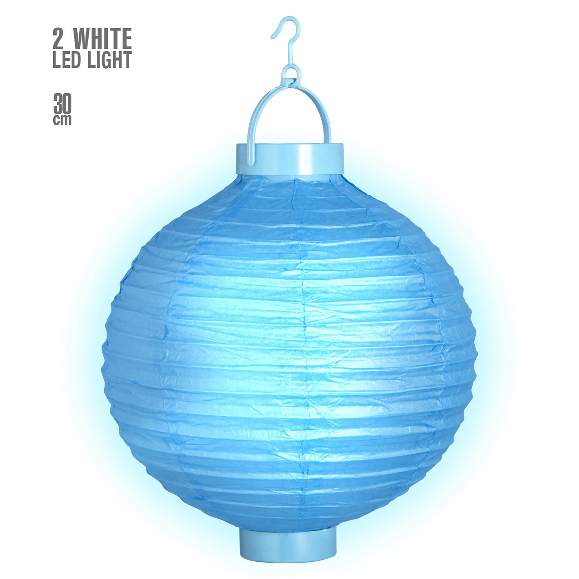 lampion met licht 30cm, blauw