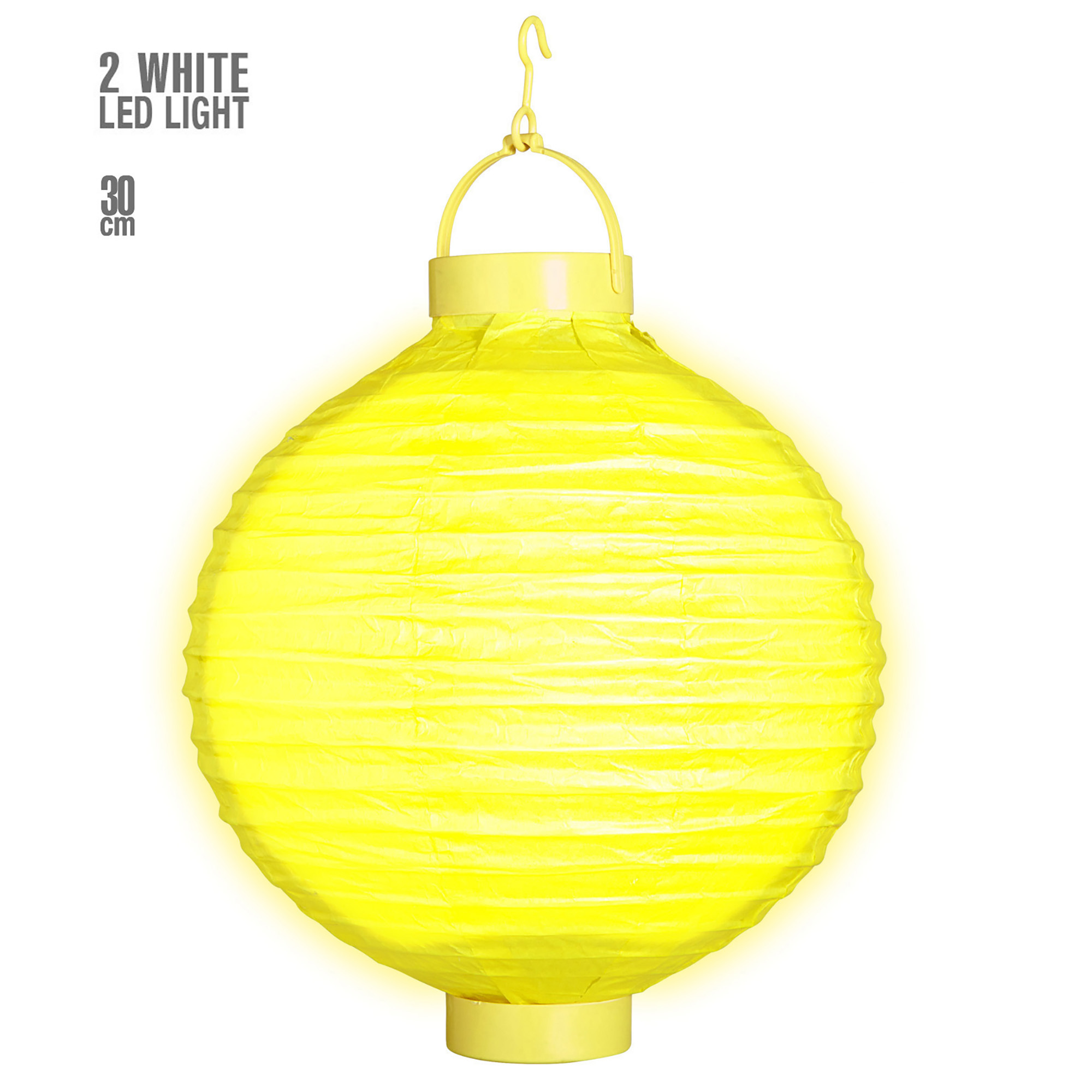 lampion met licht 30cm geel