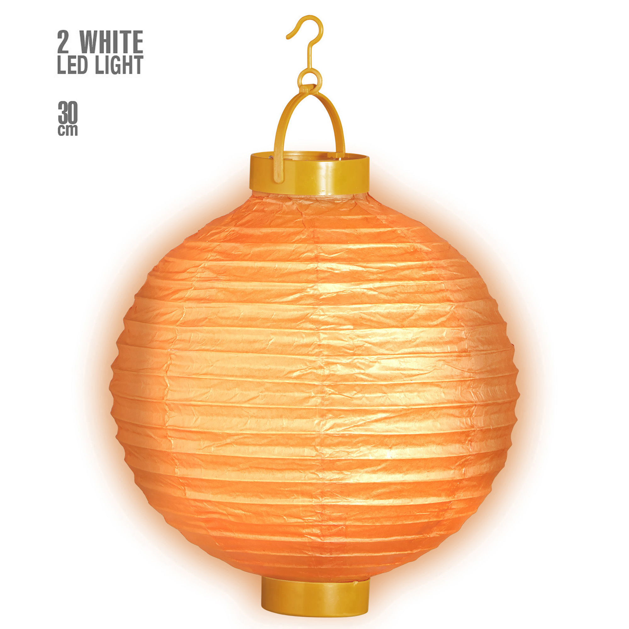 lampion met licht 30cm oranje