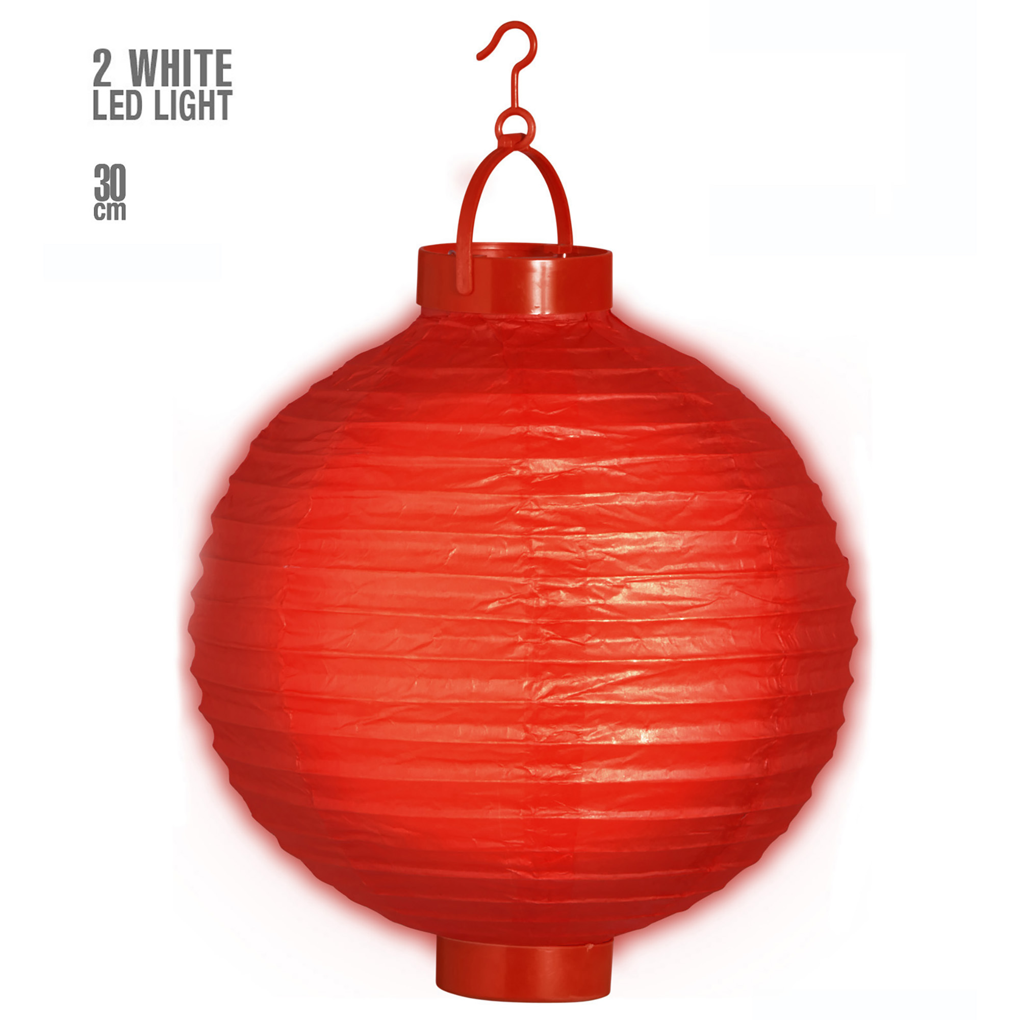 lampion met licht 30cm rood