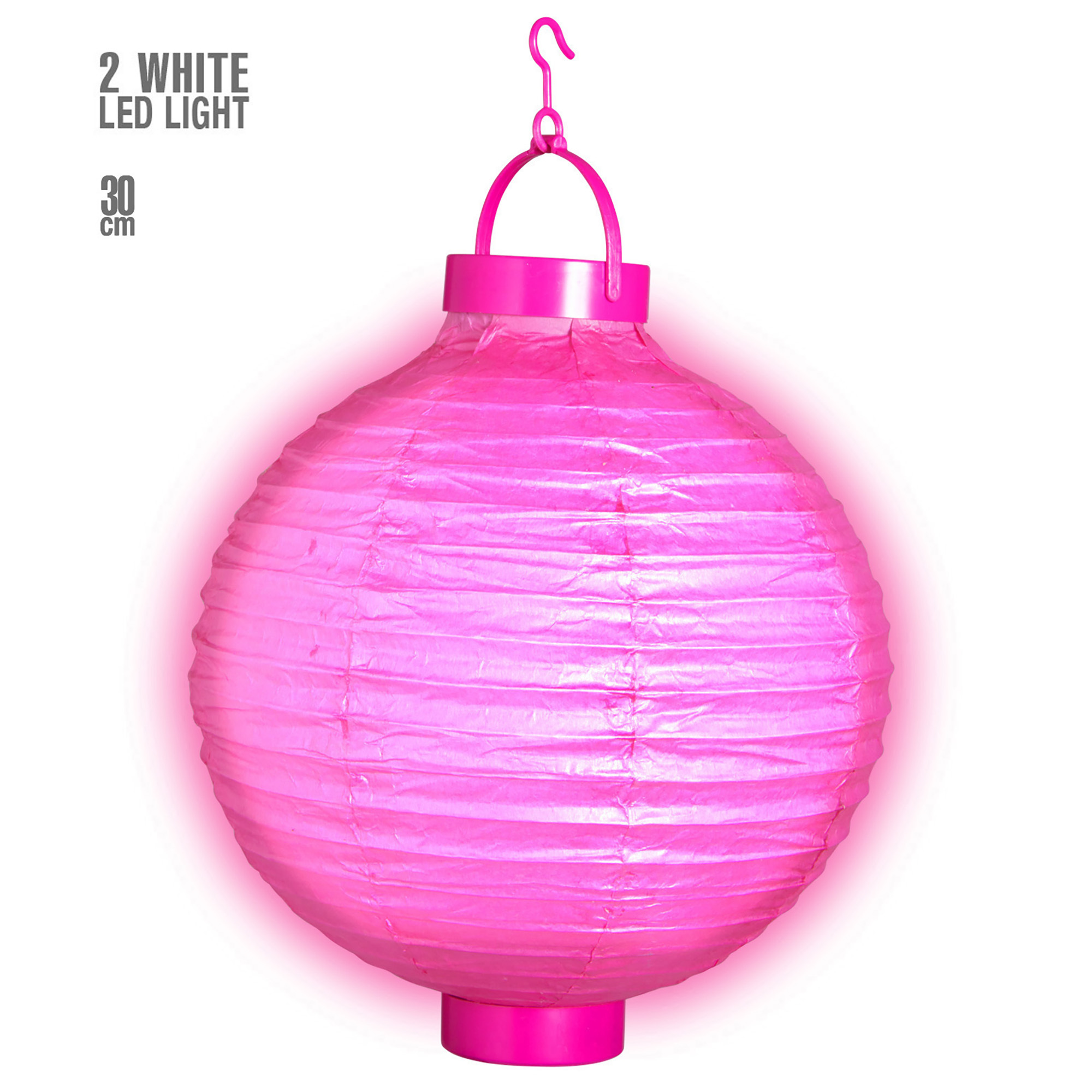 lampion met licht 30cm roze