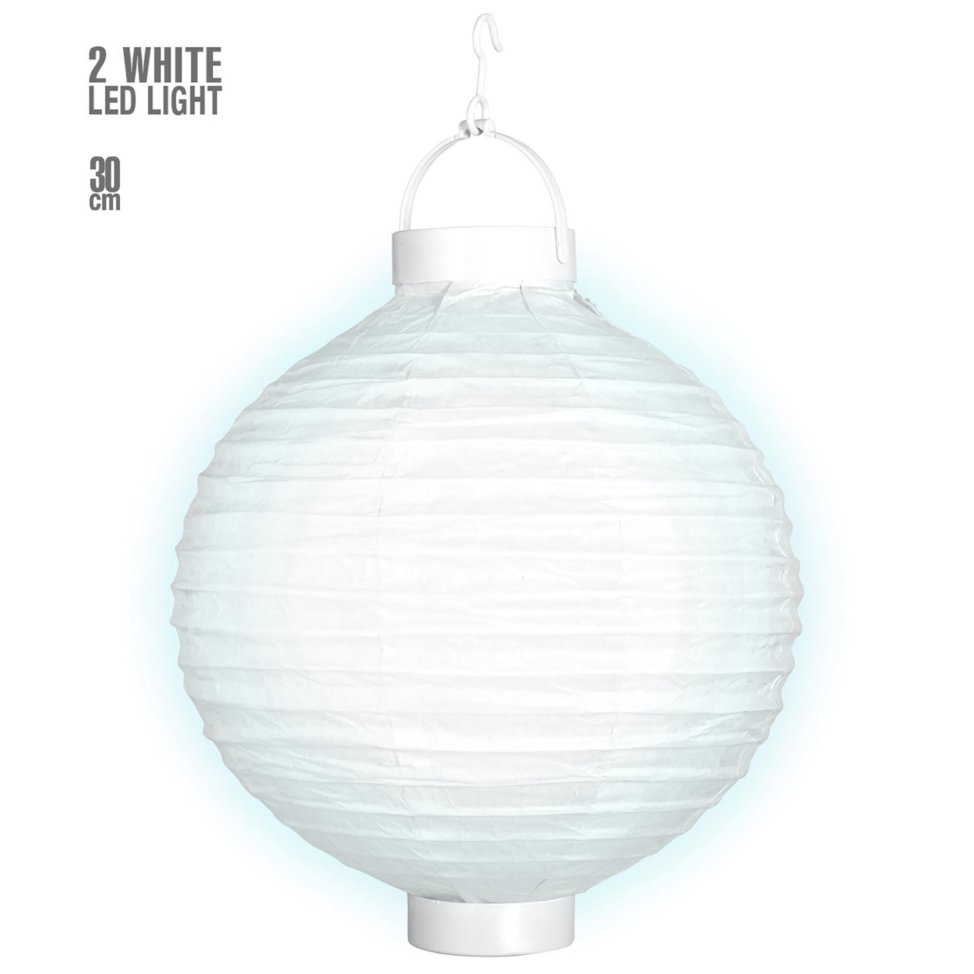lampion met licht 30cm wit