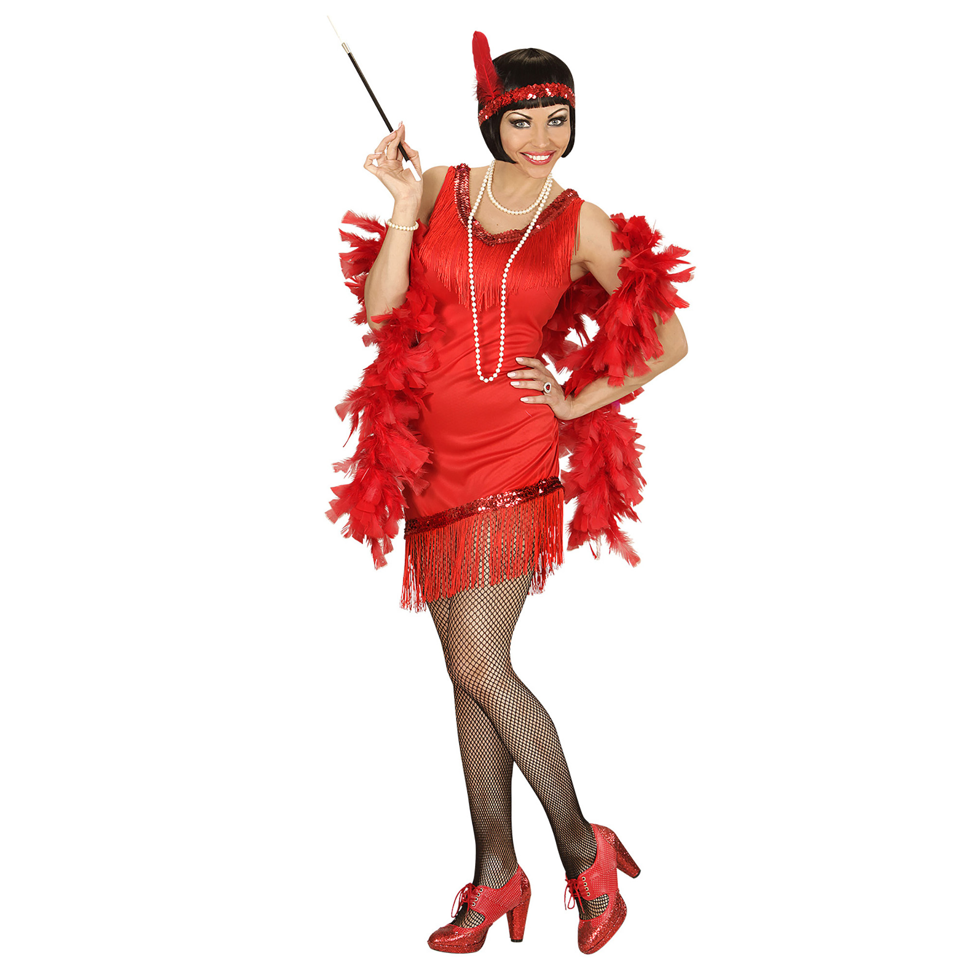 Rode flapper dames kostuum jaren twintig