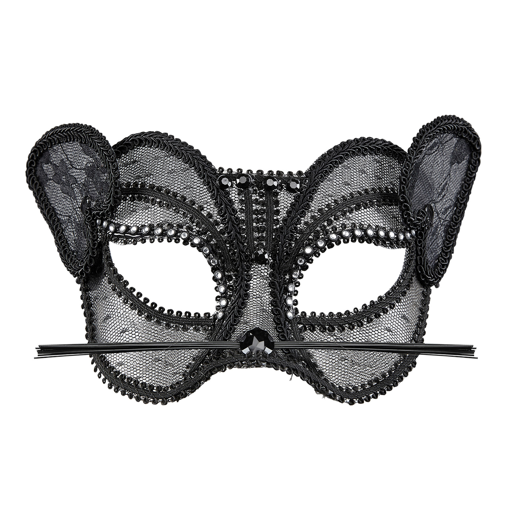 fashion oogmasker kat met kant en strass