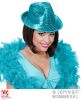 foto 2 fedora hoed vierkante pailletten blauw