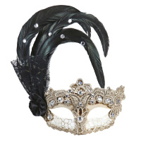 Gran gala masker macrame met stenen en veren Gran gala masker macrame met stenen en veren