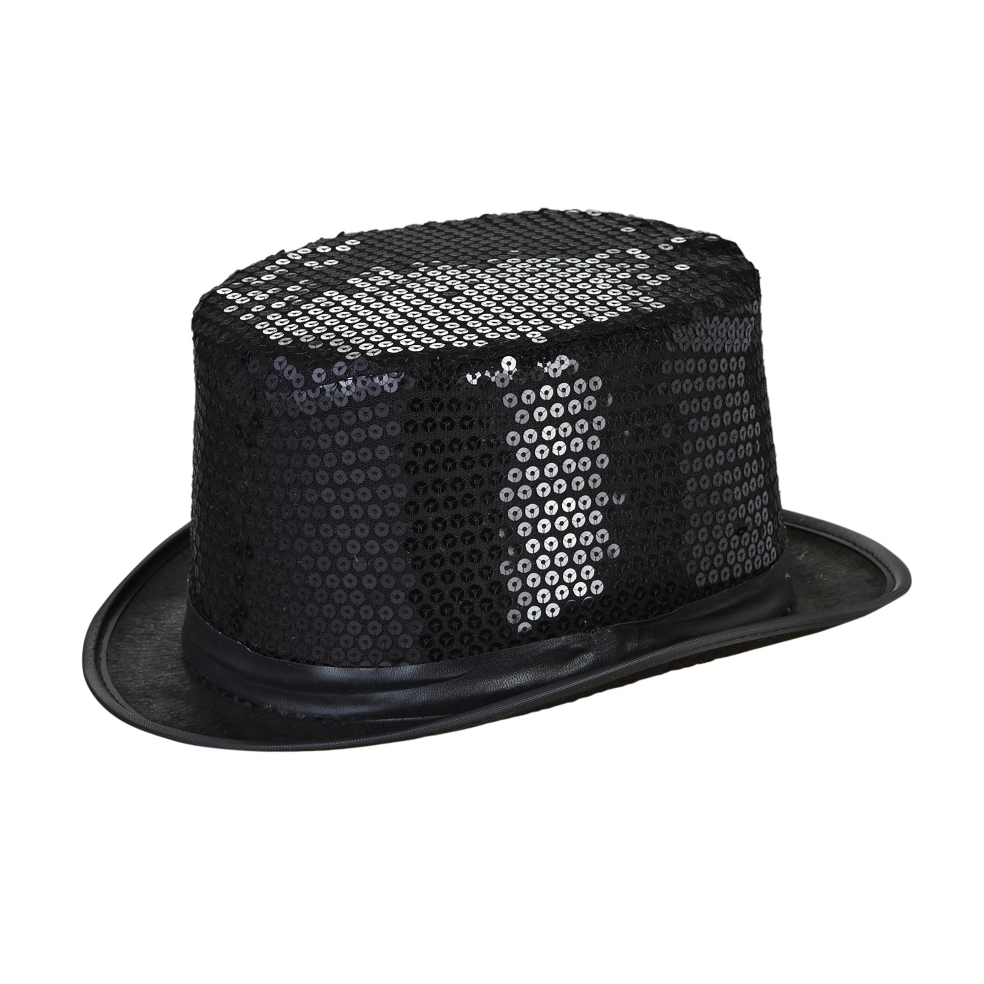 hoge hoed pailletten zwart