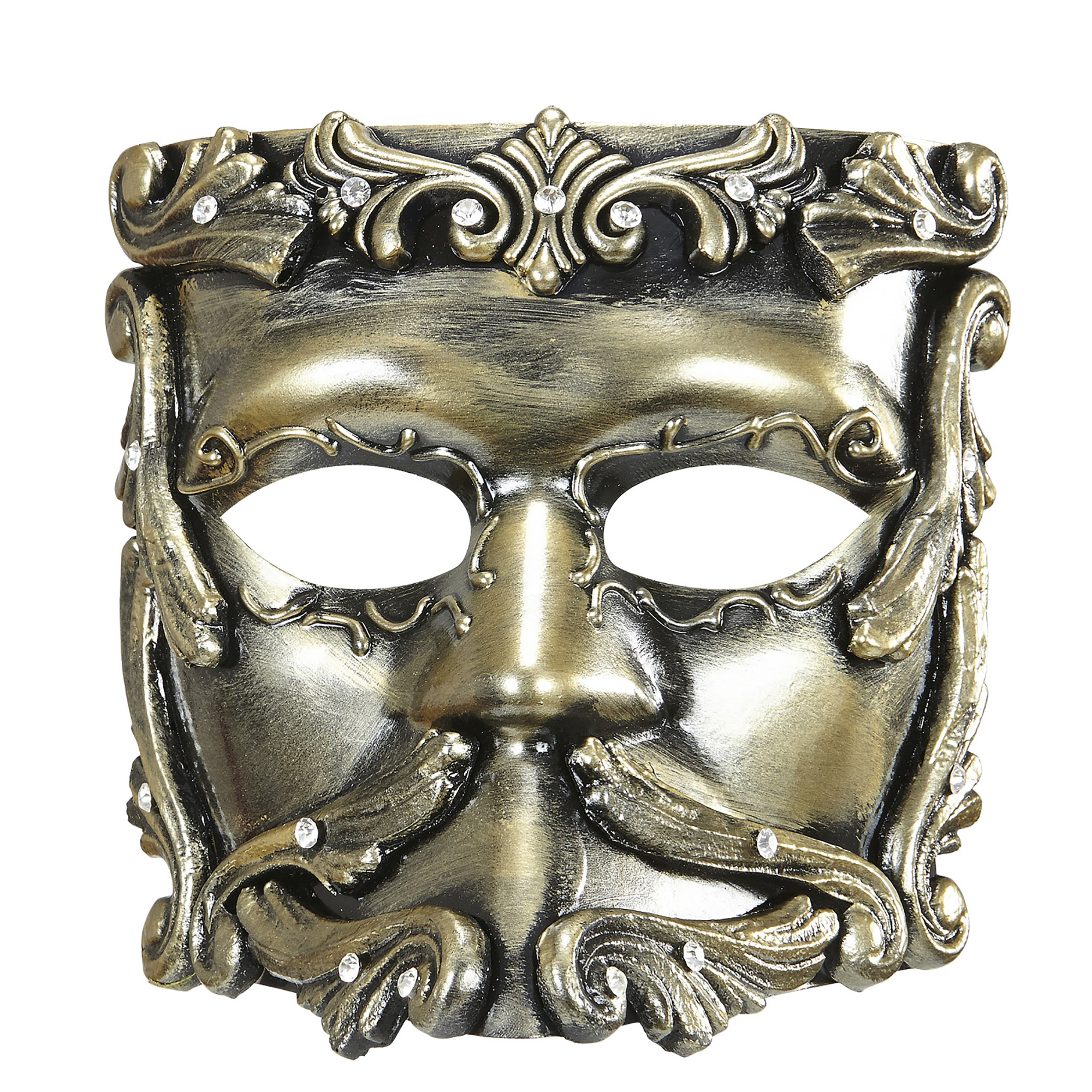 luxe barok casanova masker in brons met strass