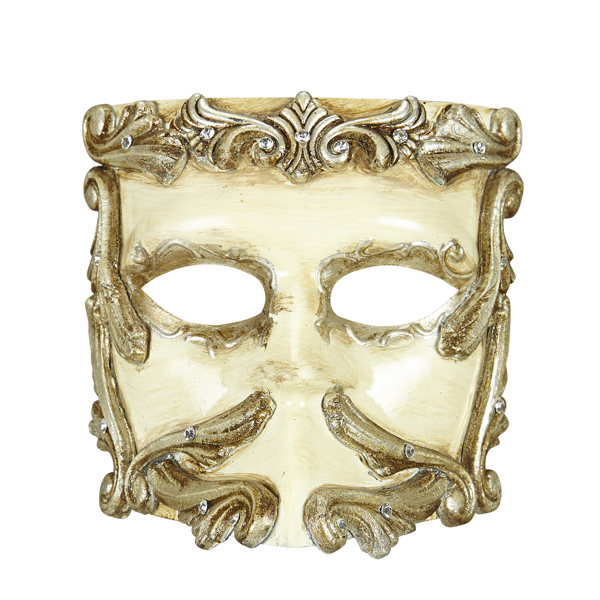 luxe barok casanova masker ivoor met strass