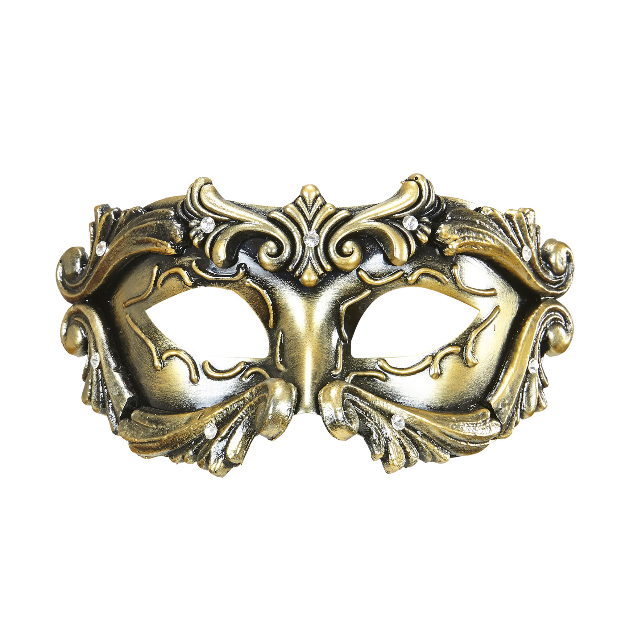 luxe barok colombina masker in brons met strass