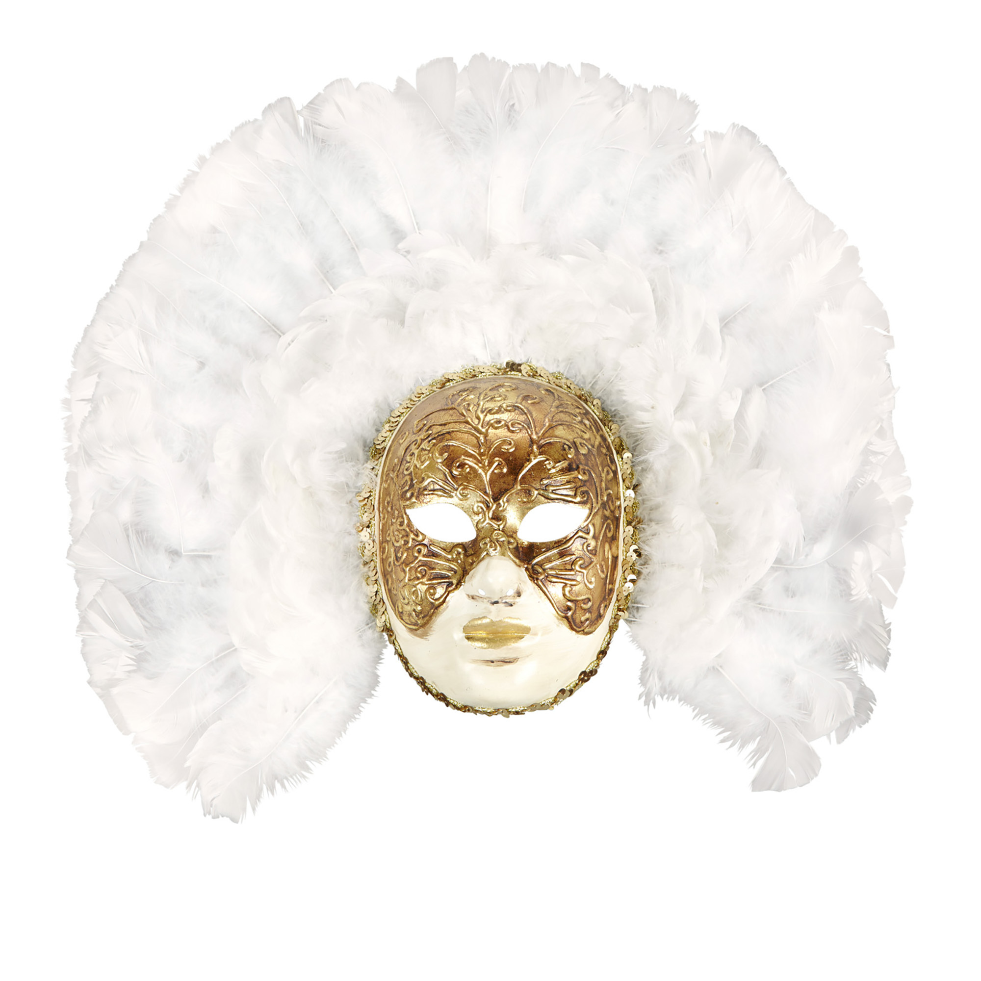 luxe fidelio masker met witte veren