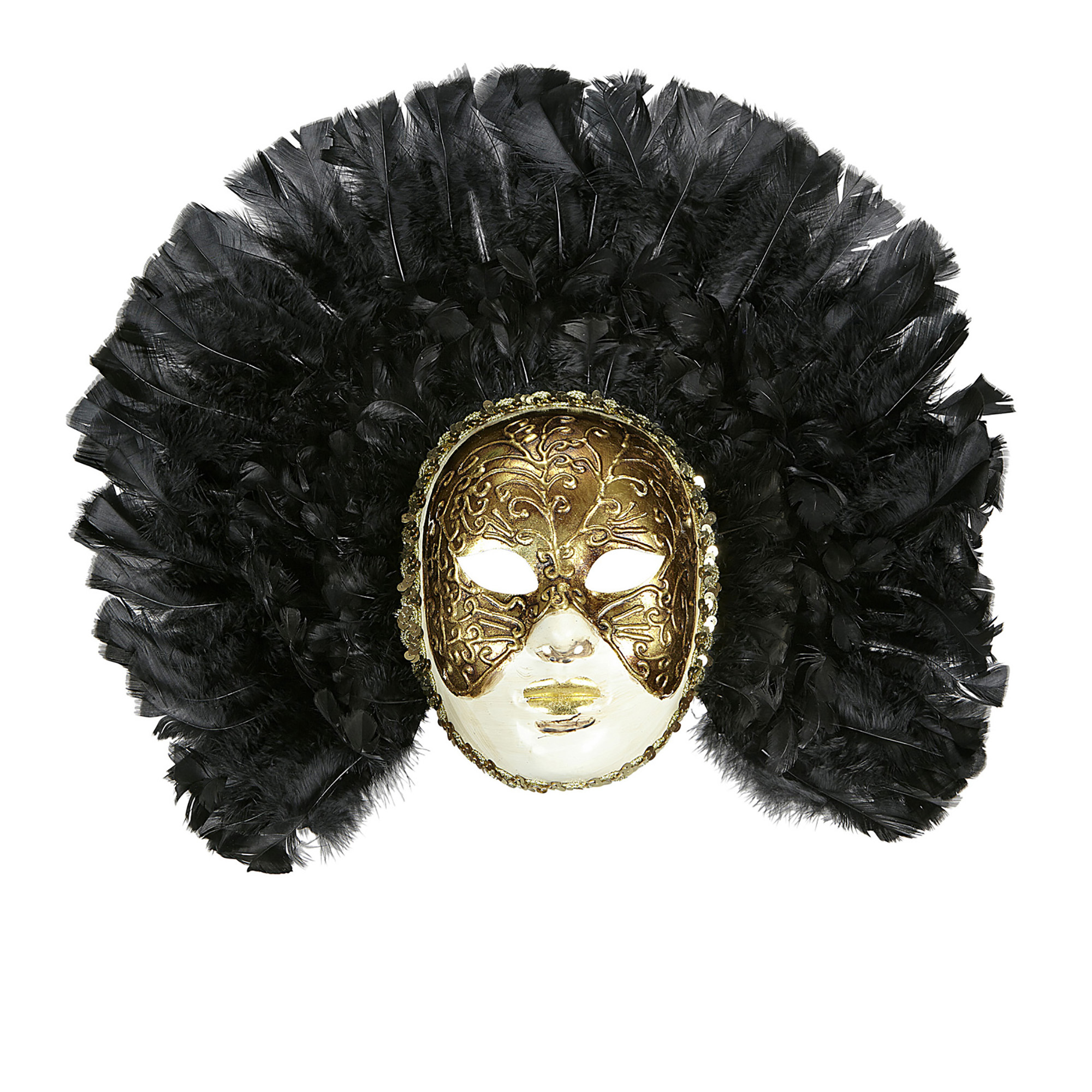 luxe fidelio masker met zwarte veren