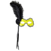 foto 1 oogmasker brazilie met veren, neon geel