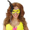 foto 2 oogmasker brazilie met veren, neon geel