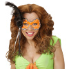 foto 2 oogmasker brazilie met veren, neon oranje