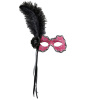 foto 1 oogmasker brazilie met veren, neon rose