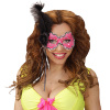 foto 2 oogmasker brazilie met veren, neon rose