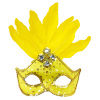 foto 1 oogmasker brazilie met veren en parels, neon geel
