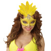 foto 2 oogmasker brazilie met veren en parels, neon geel