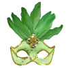 foto 1 oogmasker brazilie met veren en parels, neon licht groen