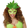 foto 2 oogmasker brazilie met veren en parels, neon licht groen