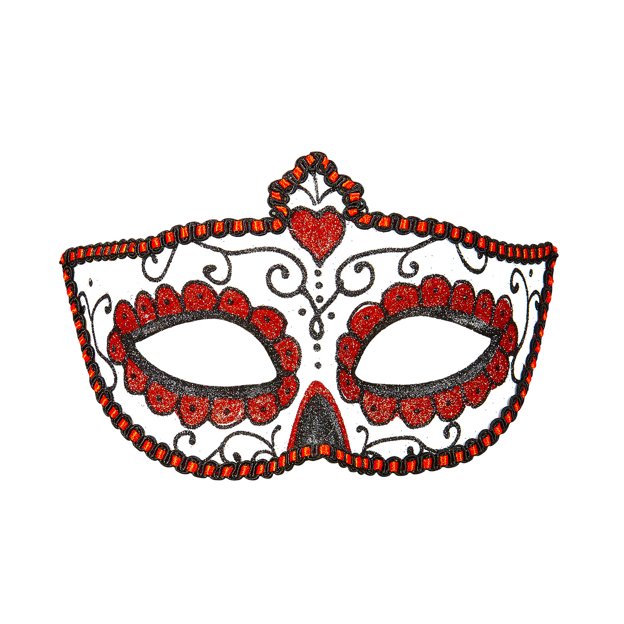 oogmasker dia de los muertos zwart met rood