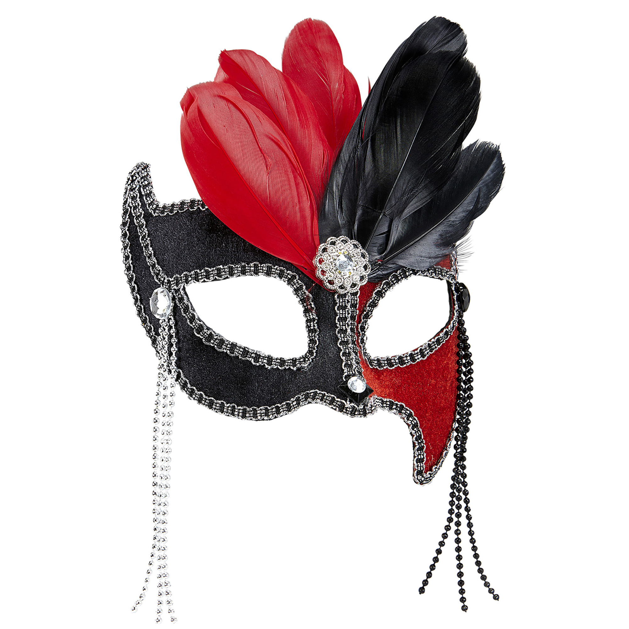 oogmasker grand ball, zwart met rood