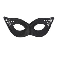 Oogmasker kat glamour met strass, zwart