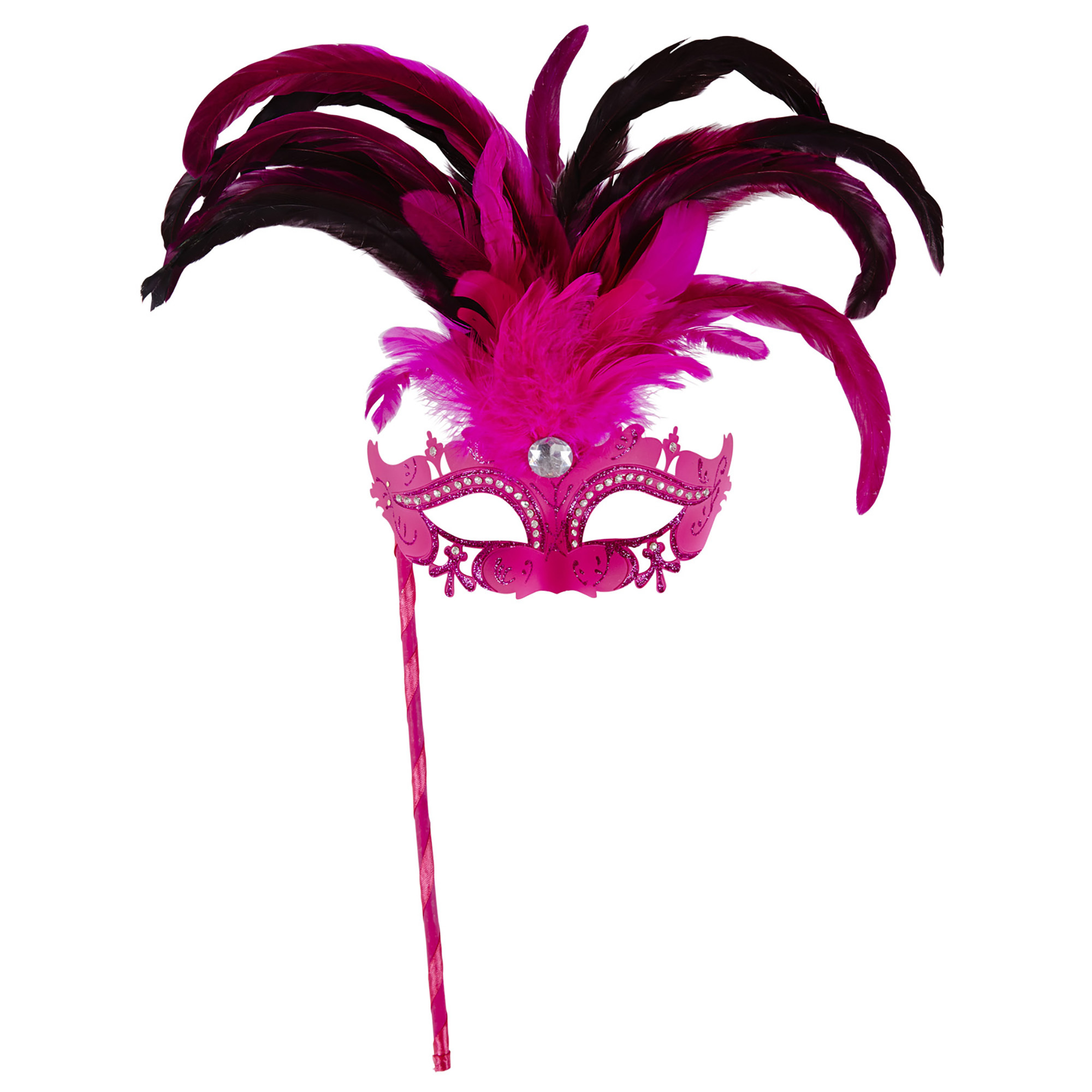 oogmasker met stokje, rose luxe versie